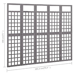 vidaXL Cloison de séparation à 5 panneaux Bois de pin Gris 201,5x180cm pas cher