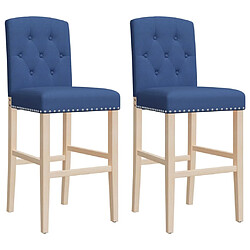 vidaXL Chaises de bar lot de 2 bois massif d'hévéa et tissu