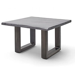 Pegane Table basse en bois d'acacia massif gris et acier antique - L.75 x H.45 x P.75 cm