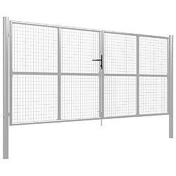 vidaXL Porte de jardin Acier galvanisé 415x200 cm Argenté