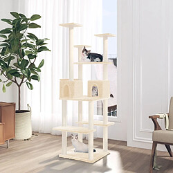 vidaXL Arbre à chat avec griffoirs en sisal Crème 167 cm