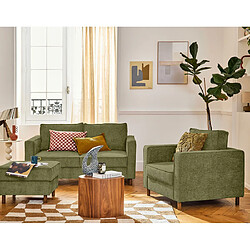 Lisa Design Jake - fauteuil en tissu velours relief - pieds en bois foncé Jake - fauteuil en tissu velours relief - pieds en bois foncé - Vert