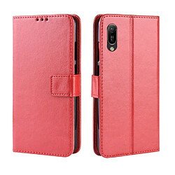 Wewoo Housse Coque Étui en cuir à rabat horizontal rétro Crazy Horse Texture pour Huawei Y6 Pro 2019avec support et fentes cartes et cadre photo rouge