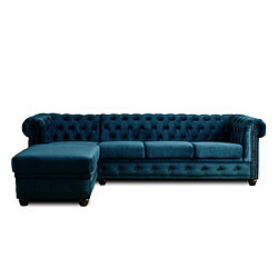 Lisa Design William - canapé Chesterfield d'angle gauche - 4 places - en velours pas cher