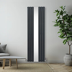 Monstershop Radiateur Plat avec Miroir & Valves - 1800mm x 565mm – Gris Anthracite pas cher