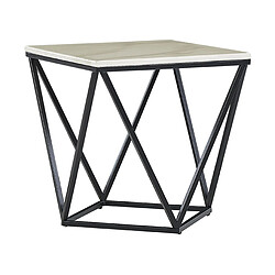 Beliani Table appoint carrée effet marbre beige / pied noir 50 x 50 cm MALIBU