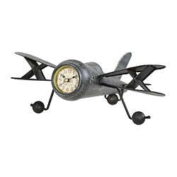 Vente-Unique Horloge avion vintage à poser - Métal - L. 44.5 x P. 39.5 x H. 20 cm - Anthracite - KYOTO