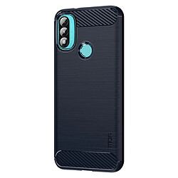 Coque en TPU MOFI texture en fibre de carbone brossée bleu pour votre Motorola Moto E20/E40