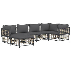 Avis Maison Chic Salon de jardin 6 pcs + coussins - Mobilier/Meubles de jardin - Table et chaises d'extérieur anthracite résine tressée -MN21572