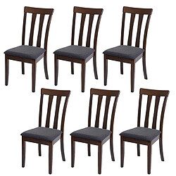 Decoshop26 Lot de 6 chaises de salle à manger cuisine en tissu gris foncé et bois massif foncés 04_0001964 