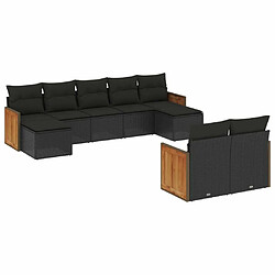 Maison Chic Salon de jardin 9 pcs avec coussins | Ensemble de Table et chaises | Mobilier d'Extérieur noir résine tressée -GKD45657