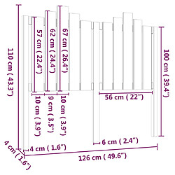 vidaXL Tête de lit Noir 126x4x110 cm Bois massif de pin pas cher