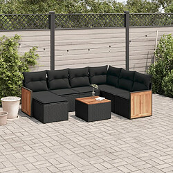 Maison Chic Salon de jardin 8 pcs avec coussins | Ensemble de Table et chaises | Mobilier d'Extérieur noir résine tressée -GKD63742