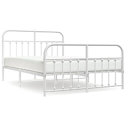 Maison Chic Lit adulte - Lit simple Cadre de lit métal avec tête de lit/pied de lit,Structure du lit Contemporain pour chambre blanc 140x190cm -MN74755