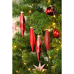 Avis Heitmann Deco Ornament Olive - Behang Set aus Glas - 4 teilig - Christbaumschmuck - Rot- Gold - Weihnachtsdekoration