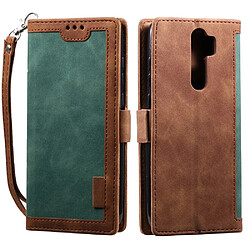 Etui en PU style d'épissage vintage avec support vert pour votre Xiaomi Redmi Note 8 Pro