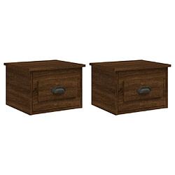 vidaXL Tables de chevet murales 2 pcs Chêne marron 41,5x36x28 cm