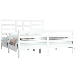 Avis Maison Chic Lit adulte - Lit simple Cadre de lit,Structure du lit Contemporain Blanc Bois massif 160x200 cm -MN41160