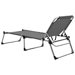 Avis vidaXL Chaise longue pliable extra haute pour seniors Gris Aluminium