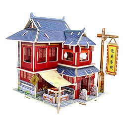 Puzzle 3d en bois miniature 1/24 bricolage maison kit de meubles modèle auberge chinoise