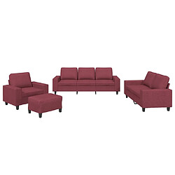 vidaXL Ensemble de canapés 4 pcs rouge bordeaux tissu