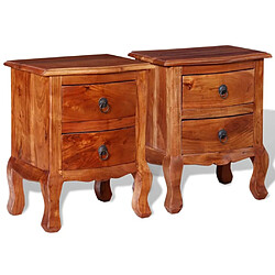 Maison Chic Lot de 2 Tables de chevet avec tiroirs - Tables de Nuit Bois d'acacia massif