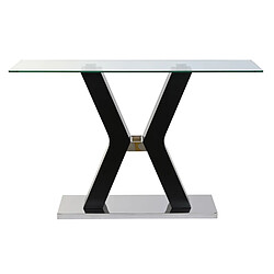 Pegane Table console en verre trempé et MDF noir - Longueur 120 x Profondeur 40 x hauteur 76 cm