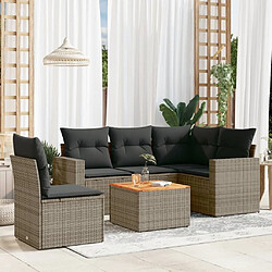 Maison Chic Salon de jardin 6 pcs avec coussins | Ensemble de Table et chaises | Mobilier d'Extérieur gris résine tressée -GKD58824