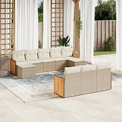 Maison Chic Salon de jardin avec coussins 10 pcs | Ensemble de Table et chaises | Mobilier d'Extérieur beige résine tressée -GKD36619