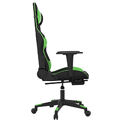 Avis vidaXL Chaise de jeu avec repose-pied Noir et vert Similicuir