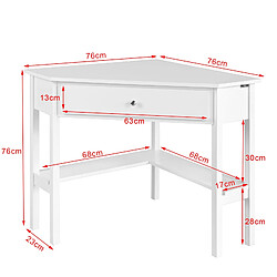 Avis SoBuy FWT31-W Table Bureau d'Angle Bureau informatique Secrétaire avec Tiroir