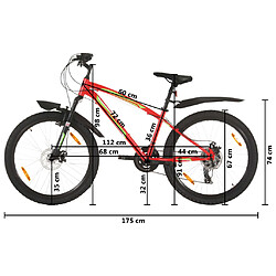 vidaXL Vélo de montagne 21 vitesses Roues de 26 pouces 36 cm Rouge pas cher