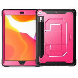 Acheter Coque en TPU anti-chute avec béquille et porte-capuchon de stylo rose pour votre Apple iPad 10.2 (2019)