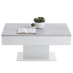 FMD Table basse Gris béton et blanc