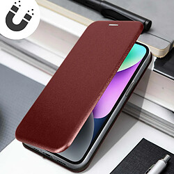 Acheter Avizar Housse iPhone 14 Clapet Porte-carte Support vidéo Finition Satinée bordeaux