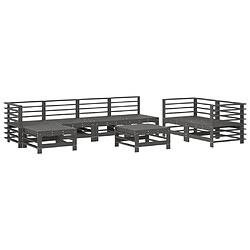 Maison Chic Salon de jardin 8 pcs - Table et chaises d'extérieur - Mobilier/Meubles de jardin Moderne Gris Bois de pin massif -MN51243