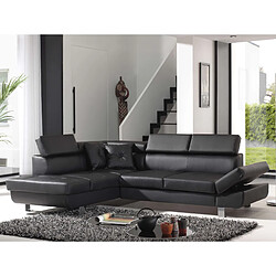 Bestmobilier Lisbona - Canapé d'angle convertible - en PU - avec têtières réglables - Gauche Lisbona - Canapé d'angle convertible - en PU - avec têtières réglables - Gauche - Noir