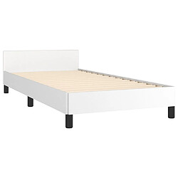 Acheter Maison Chic Lit adulte - Cadre Structure de lit avec tête de lit Contemporain Blanc 90x200 cm Similicuir -MN50655