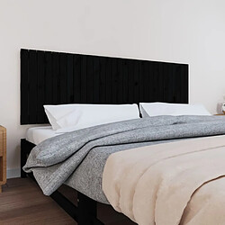 Maison Chic Tête de lit scandinave pour lit adulte,Meuble de chambre murale Noir 185x3x60 cm Bois massif de pin -MN24665