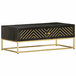 Maison Chic Table basse,Table Console Table d'appoint, Table pour salon Noir et doré 90x50x35 cm Bois solide de manguier -MN95427