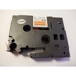 Cassette à ruban vhbw 6mm orange fluo pour Brother P-Touch 200, 300, 500, 1000, 2000, 9000-Serie comme TZE-B11.