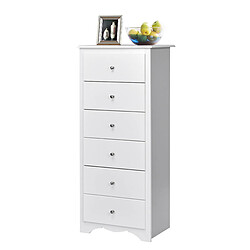 Helloshop26 Commode étroite à 6 tiroirs commode haute avec 6 tiroirs meuble à 6 tiroirs pour chambre cadre durablepour chambre salon bureau blanc 20_0004882