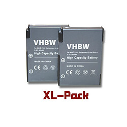 Lot de 2 batteries vhbw 460mAh (3.6V) pour Kodak Easyshare V530, V603 comme Klic-7002.