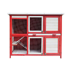 Helloshop26 Clapier à lapins cage de rongeurs cabane pour petits animaux étable jardin 117,5 cm rouge 16_0002239