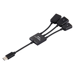 Avis Wewoo Câble noir pour Samsung Galaxy S8 & S8 + / LG G6 / Huawei P10 & P10 Plus / Xiaomi Mi6 & Max 2 et autres Smartphones, Longueur: 17.8cm 3 Ports USB-C / Type-C 3.1 de charge OTG