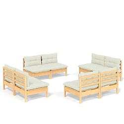 Maison Chic Salon de jardin 8 pcs + coussins - Mobilier/Meubles de jardin - Table et chaises d'extérieur crème Bois de pin -MN45139