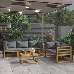 Maison Chic Salon de jardin 6 pcs - Table et chaises d'extérieur - Mobilier/Meubles de jardin Moderne avec coussin Bois d'acacia solide -MN78503