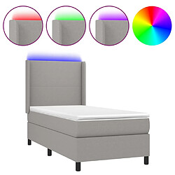 vidaXL Sommier à lattes de lit matelas LED Gris clair 90x200 cm Tissu