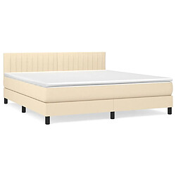 vidaXL Sommier à lattes de lit avec matelas Crème 160x200 cm Tissu