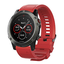 Bracelet en silicone souple rouge pour votre Garmin Fenix 6X/6X Pro/Fenix 5X/Fenix 5X Plus 26mm